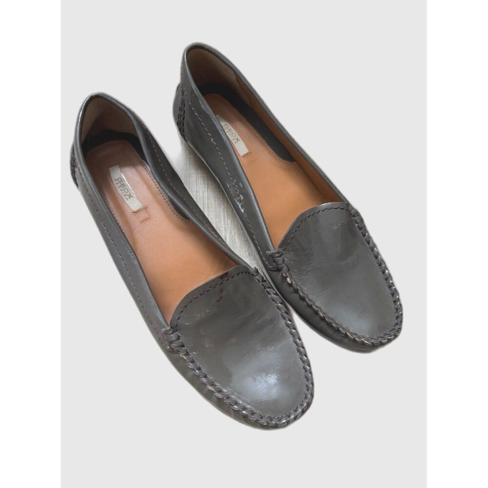 Geox Respira Gray Patent Leather Driving Loafers Flats Size 37 US 7 Preppy